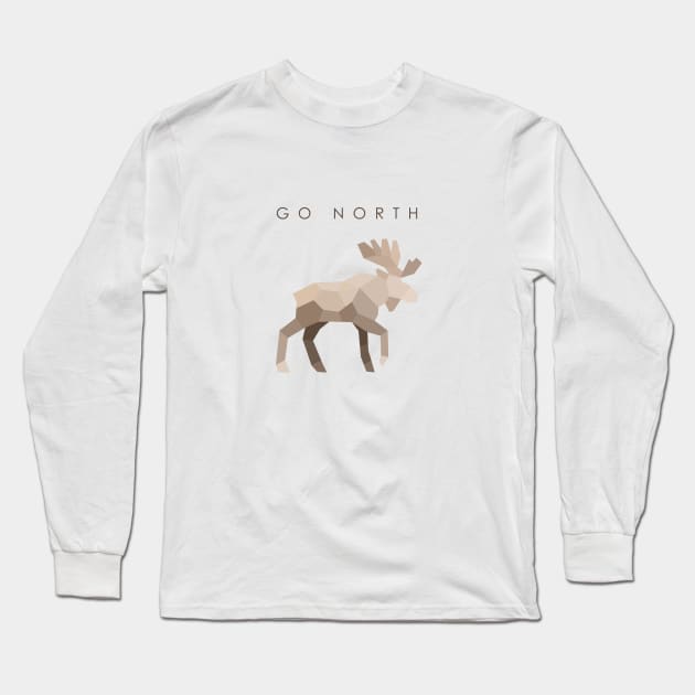 Go North - Elk (light) Long Sleeve T-Shirt by MikeDrago